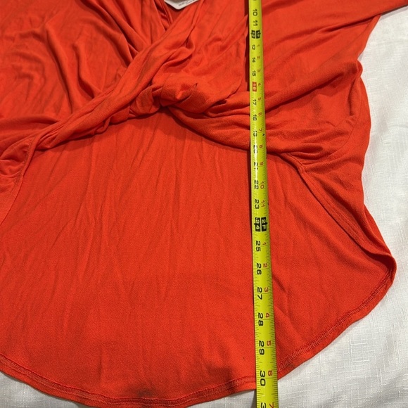 (T6) LE LIS BLANC DEUX, Orange stretch blouse with full sleeves,size P/M USA - Picture 8 of 12